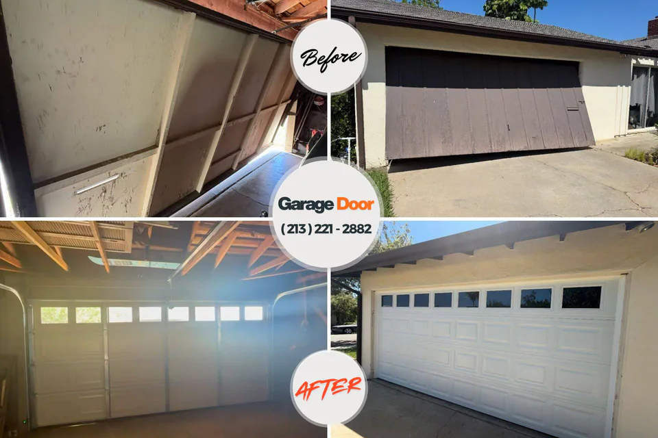 Before and after: garage door repair Fairbank, IA